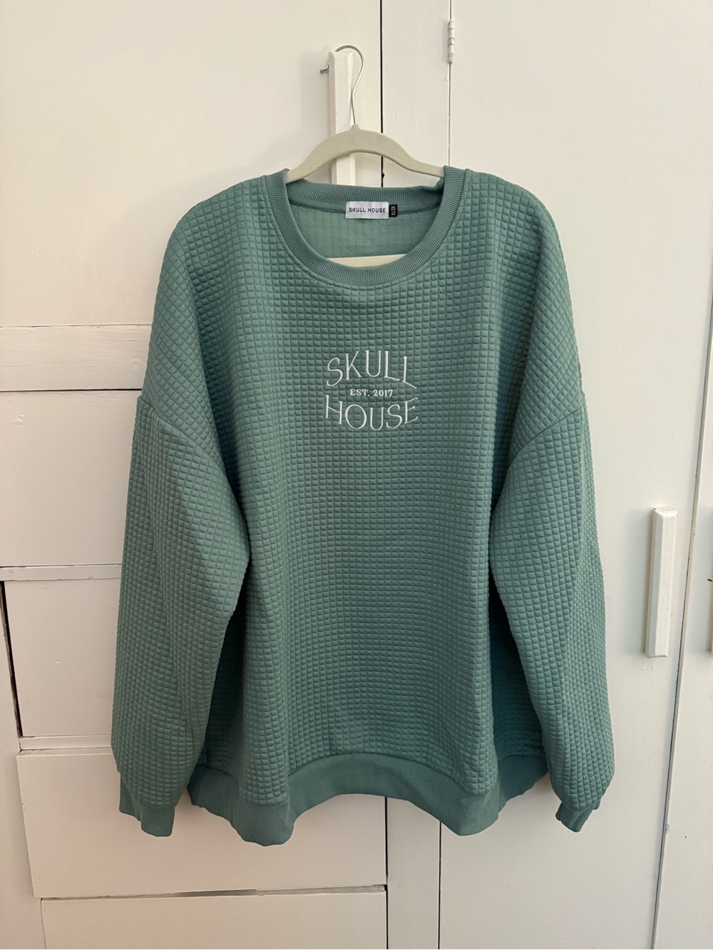 Women's Sage Green Waffle Knit Sweatshirt
